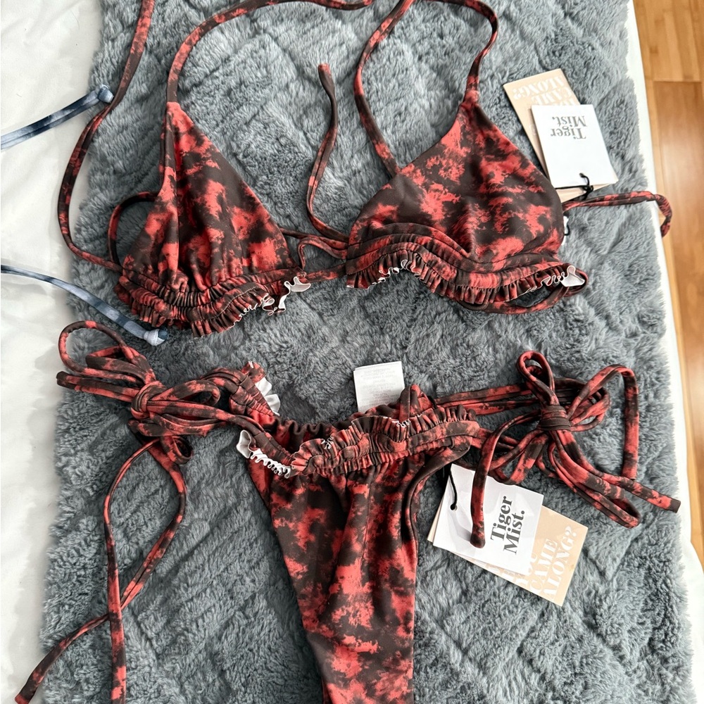 Tiger Mist Red and Black Bikini Set